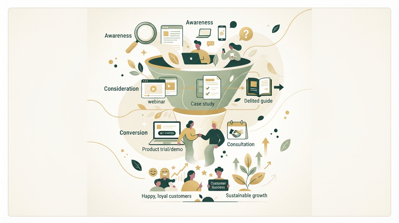 Illustration zu SaaS Content Funnel für organische Kundengewinnung aufbauen