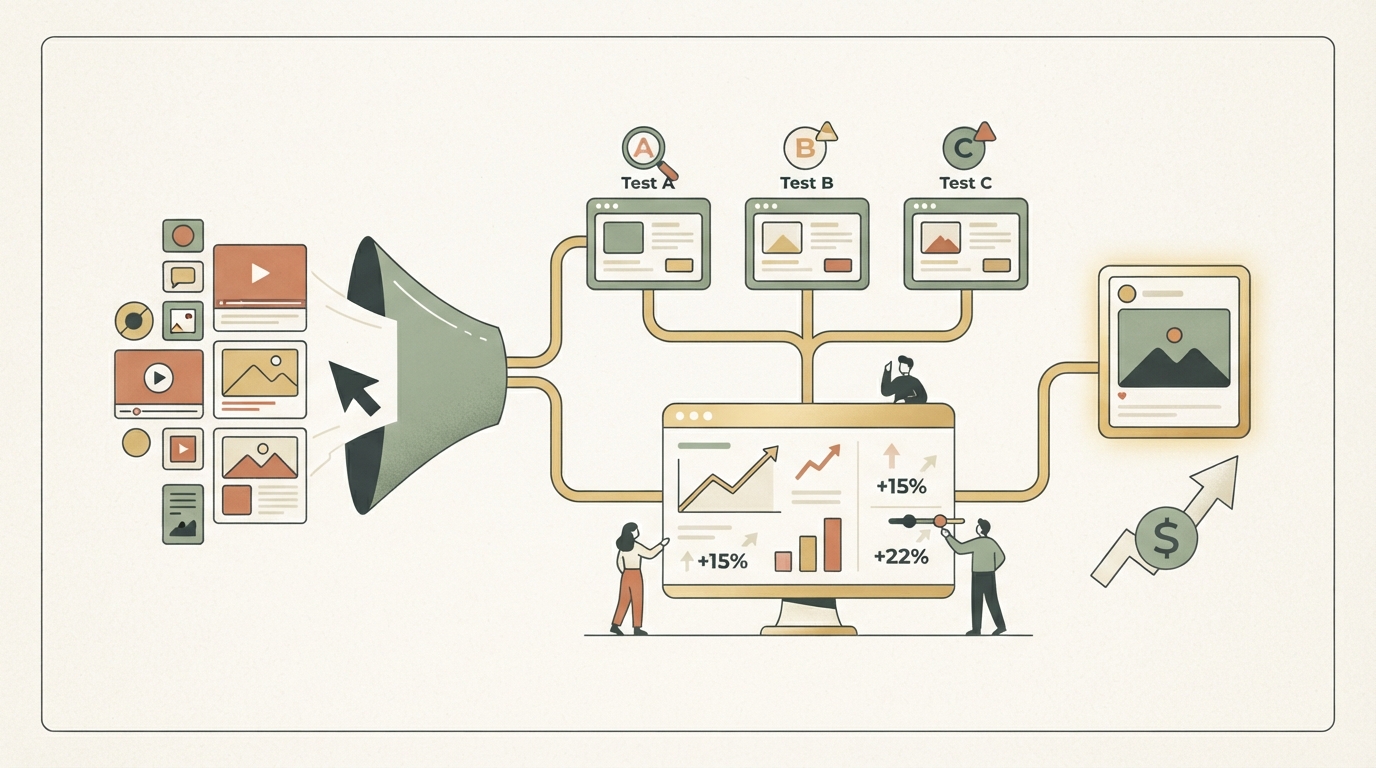Illustration zu creative testing für meta ads