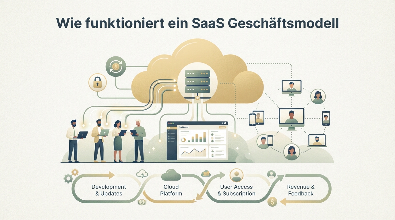 Illustration zu Wie funktioniert ein SaaS Geschäftsmodell