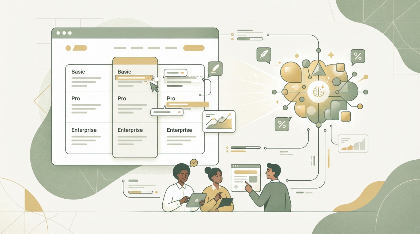 Illustration zu SaaS Preisseite mit KI Text optimieren