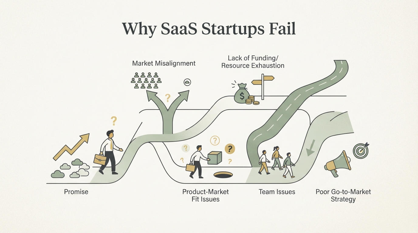 Illustration zu Warum SaaS-Startups scheitern
