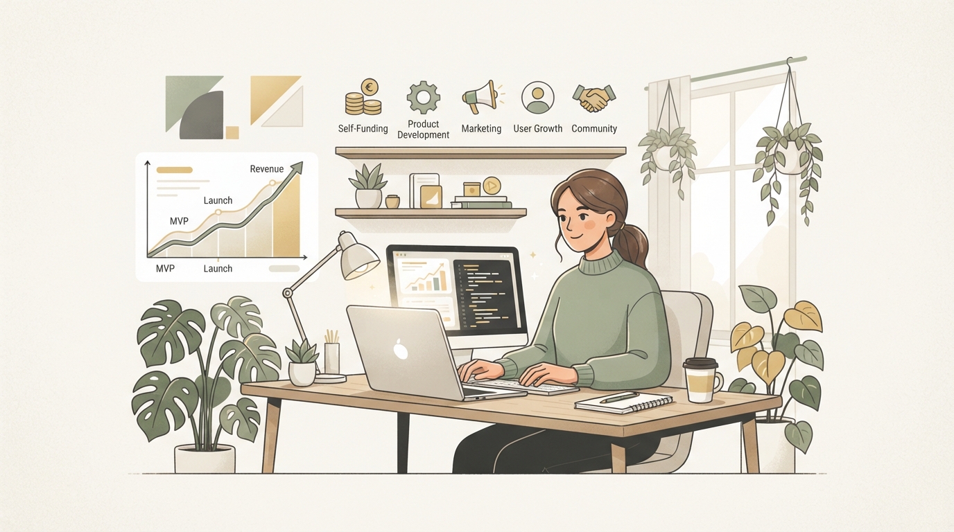 Illustration zu Bootstrapping Strategie für SaaS Gründer ohne Investoren
