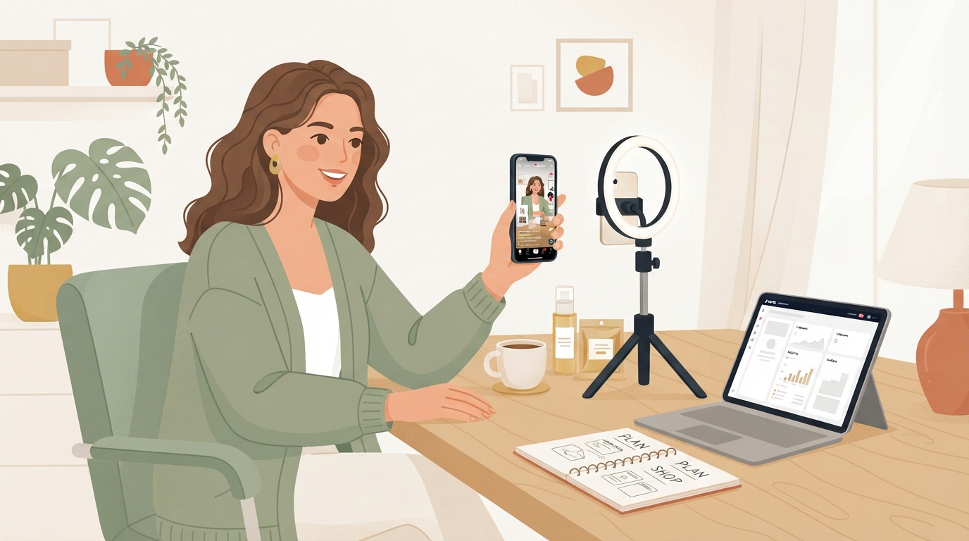 Illustration zu TikTok Shop Produkt bewerben ohne Agentur