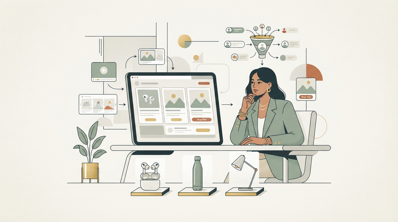 Illustration zu Meta Ad Creative für Dropshipping Produkte testen